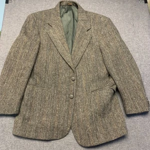 Harris Tweed Women's Blazer Size Brown Herringbone Pockets 100% Wool MB Size M - Picture 1 of 10