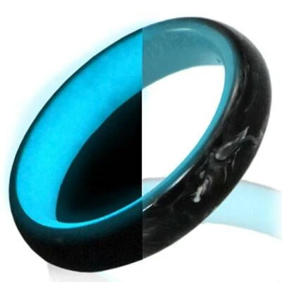 FIBRA DE CARBONO verde azulado resplandor en la oscuridad anillo fresco tamaños 5,6,7,8,9,10,11,12,13 o 14 Foto 1 de 4