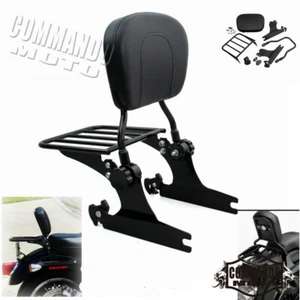 Motorcycle Detachable Backrest Sissy Bar Luggage Rack For Harley Softail 2006-17 - Picture 1 of 7