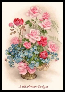 Chart Needlework DIY - Counted Cross Stitch Patterns - Small Roses Basket - Picture 1 of 2