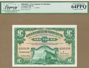 1965 Gibraltar/British Administration £1 Pound LEGACY64 PPQ CHOICE NEW [P-18a] - Picture 1 of 2
