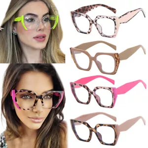 Retro Polygon Cat Eye Eyeglasses Frame Women's Fashion TR90 Oversized luxury - Picture 1 of 22