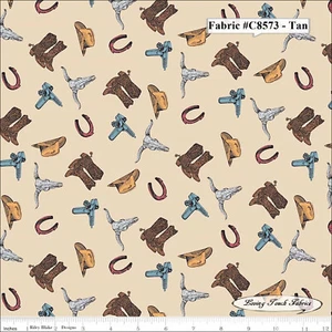 RILEY BLAKE "JOHN WAYNE ASSESSORIES, C8573-TAN, BOOTS, FABRIC, PRICED @ 1/2 YD - Foto 1 di 1