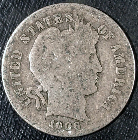 1906 O Barber Silver Dime ☆☆ Circulated ☆☆ Great Set Filler 302 Cover