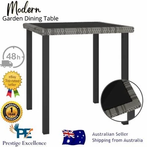 Outdoor Dining Table Garden Patio Furniture PE Wicker Glass Top Rattan Vidaxl AU - Picture 1 of 5