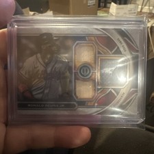 2023 Topps Tribute Triple Relic Bat Game Used Jersey Ronald Acuna Jr #50/199 MVP