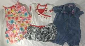 Lot 3 - 18 Month Baby Girl Summer Outfits.. 2 Dresses, 1 Denim Colored Romper - Picture 1 of 5
