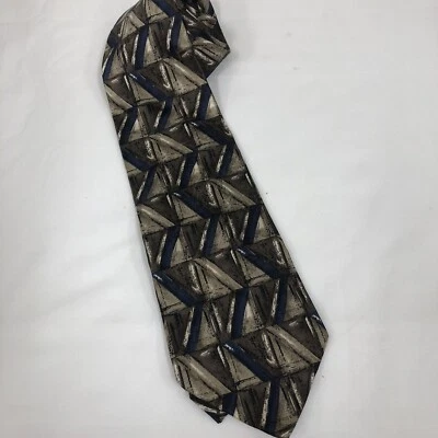Daniel Hechter Mens Neck Tie Necktie Navy Gray Brown  100% Silk - Image 1 of 4
