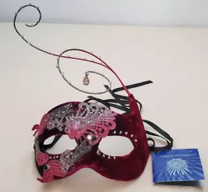 Maschera di velluto Cirque Du Soleil Judith piedino fumo fatta a mano Rasberry Romance con tag - Foto 1 di 12