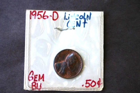 1956 D LINCOLN UNC CENT RED BU GEM TONED PENNY Cover
