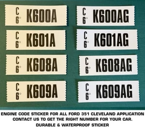 1970 351-4V & 2V CLEVELAND ENGINE CODE VINYL STICKER DECAL - FORD MUSTANG - Picture 1 of 1