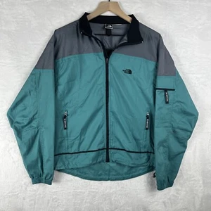 Chaqueta cortavientos vintage de nailon North Face verde cremallera completa Y2K senderismo mediana* - Imagen 1 de 14