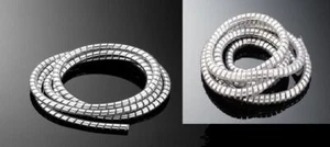 Pair (2) Chrome Spiral Cable Wraps Wire Tidy 1/4 in. + 3/8 in. Motorbike/Trike - Picture 1 of 4