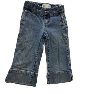 Gap Factory Capri Stretch Jeans Girls Sz 6 Reg Blue Denim Adj Tab Waist 2006 Y2K - Picture 1 of 16