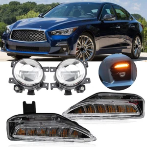 4PCS LED Bumper Fog Lamp Turn Signal Light For Infiniti Q50 Q50S Sport 2014-2020 - Picture 1 of 7