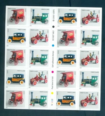 US 3626-3629 3629e Antique Toys, Christmas, Complete Pane/20, Mint NH - Image 1 of 2