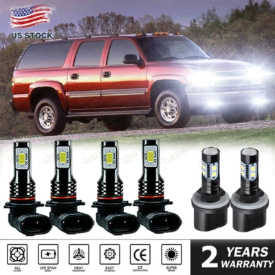 Farol de LED + lâmpadas de neblina para Chevy Suburban Tahoe LS Sport 5.3L 2001-2005 - Imagem 1 de 4