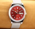 Vintage Antique Seiko 5 Automatic Red Japan Working Wrist Watch 37.5Mm Mn10