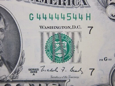 1988A $5 G44444544H *Angel 4's Seq Buy Option *Uncirculated - Image 1 of 4