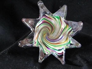 Vintage Art Glass- Murano Swirled Millefiori Pinwheel Star Paperweight- #561 - Picture 1 of 7