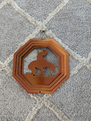 罕见牛仔西部西南风万向轮青铜户外悬挂艺术花园 — 第 1/3 张图片