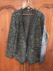 Anthropologie Moth NEW Women Medium Sweater Cardigan WoolBlend Chunky Boho Green - Picture 1 of 5