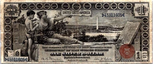 1896 $1 Silver Certificate "EDUCATIONAL NOTE" Fr. 225 VF - Picture 1 of 3