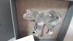 Lalique Glass Elephant Sculpture, Paperweight, France Trunk Up 4.75" CUB - Picture 1 of 6