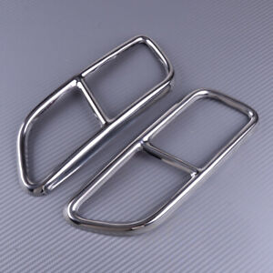 Stainless Steel Exhaust Muffler Tail Pipe Cover Trim Fit For Volvo S60 V60 14-19