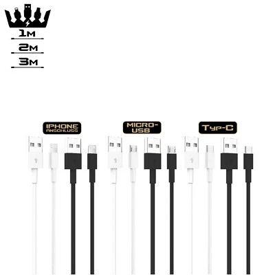 USB C Micro USB iPhone Ladekabel Aufladekabel Samsung Huawei iPhone GoogleXiaomi - Bild 1 von 4