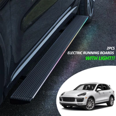2PCS Power Side Steps Running Board For Porsche Cayenne 2011-2018 With Light Bar - Imagem 1 de 4