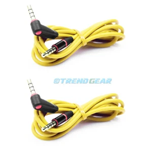 2X 4FT 3.5MM AUX L JACK M/M AUDIO STEREO CABLE YELLOW FOR IPHONE 5S 5C IPOD NANO - Picture 1 of 1