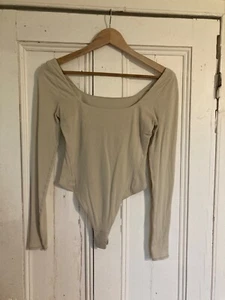 Lululemon Wundermost Ultra-Soft Nulu Square-Neck Long-Sleeve Bodysuit CREAM BONE - Picture 1 of 6
