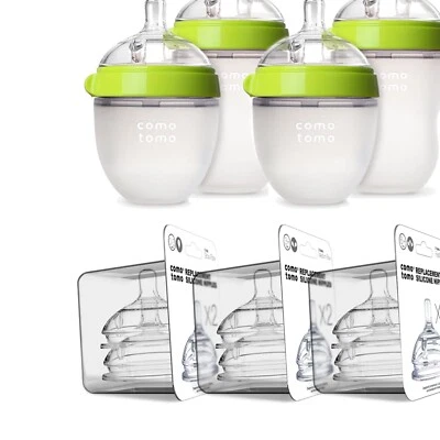 Microwave Safe 7-Piece Baby Bottle Set - Green Anti-Colic & Easy Clean - Image 1 of 4