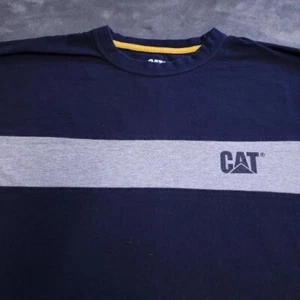 CAT Caterpillar Large Shirt Tractor Heavy Machinery Workwear Striped Thick Gray - Picture 1 of 7