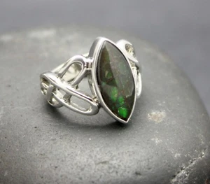 ANILLO AMONITA CANADIENSE GENUINO conjunto en PLATA ESTERLINA .925 ¡ENVÍO GRATUITO!!! - Imagen 1 de 11