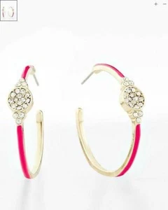 NWT $38 Ann Taylor Pink Hoop crystal cluster women's Earrings - Picture 1 of 2