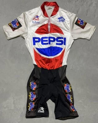 RARO De Colección Aussie Skinsuit Aero Ciclismo Culotte con tirantes 1 pieza Pepsi Todo Deporte Med Foto 1 de 4