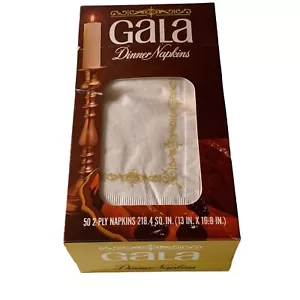 New Vintage 1972 Gala Paper Dinner Napkins White Gold 50 2 Ply - Picture 1 of 6