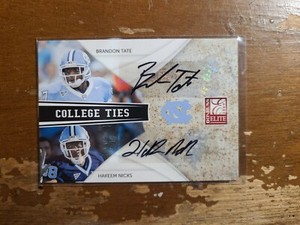 HAKEEM NICKS - BRANDON TATE 2009 DONRUSS ELITE DUAL ROOKIE AUTO SP SER# 27/50