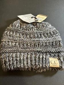 Kids CC Ponytail Beanie Children Soft Cable Knit Messy High Bun CC Beanie Hat! - Picture 1 of 1