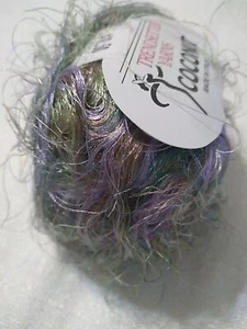 TRENDSETTER YARN DYE EYELASH YARN POLYAMIDE - 1.75 OZ ITALY Green Purple Ivory - Picture 1 of 8