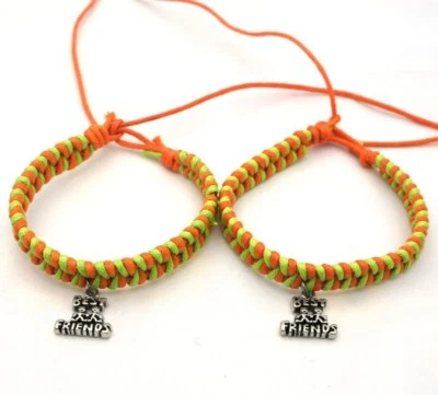2pcs set Friendship Bracelets w Best Friends Charms Choose Color - Image 1 of 2