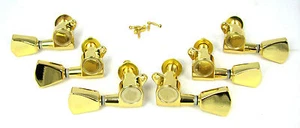 6 pc. Gold "Tombstone" Sealed-Gear Guitar Tuners/Machine Heads (3L/3R) - Picture 1 of 1