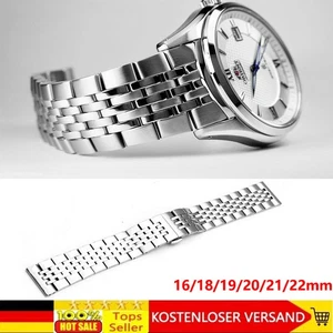 16/18/19/20/21/22mm Edelstahl Glieder-Uhrenarmband Silber Metall Poliertes DE - Bild 1 von 19