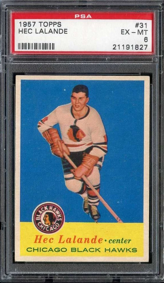 1957-58 TOPPS #31 HEC LALANDE PSA 6 (RC) BLACKHAWKS NICELY CENTERED *DS15479 - Image 1 of 2