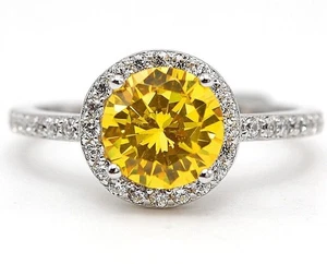 Ring 3 kt behandelter gelber Saphir & weißer Topas 925 Sterlingsilber Größe 7 & 3-3 - Bild 1 von 4