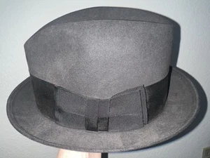 Vintage Dobbs 5th Ave New York Fedora Hat Dark Grey/Black Felt Mens - Picture 1 of 8