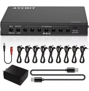 AYCRIT Rechargeable Guitar Pedal Power Supply 12800mA h 10 Outputs, High Curr... - Picture 1 of 7