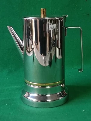 RARISSIMA CAFFETTIERA 8/9 TZ INOX 18/10 ANNI '70 VINTAGE PATENT 22986/883. DE33 - Immagine 1 di 4